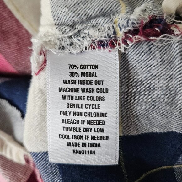 True Craft Plaid Button Front Shirt L – Pink Navy Check Oversized Casual - Picture 7 of 7